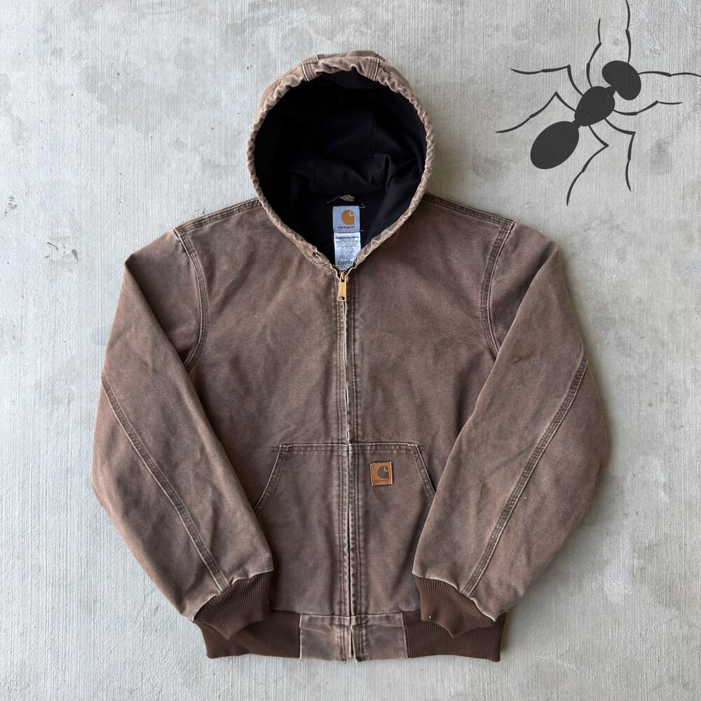 Carhartt J25 CHT brown small hooded work wear jacket